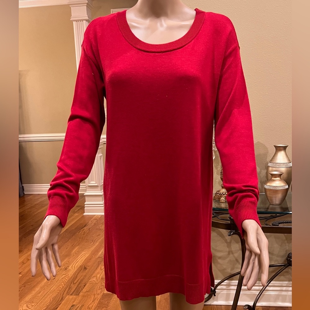Intro, sweater, long knit top, stretch top, full sleeves, soft comfy knit. New
